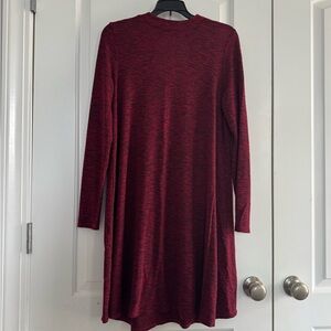 love, Fire Maroon Long Sleeve Dress